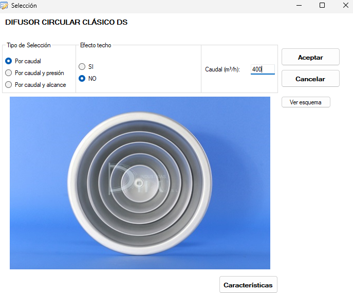 Selección de datos de un difusor